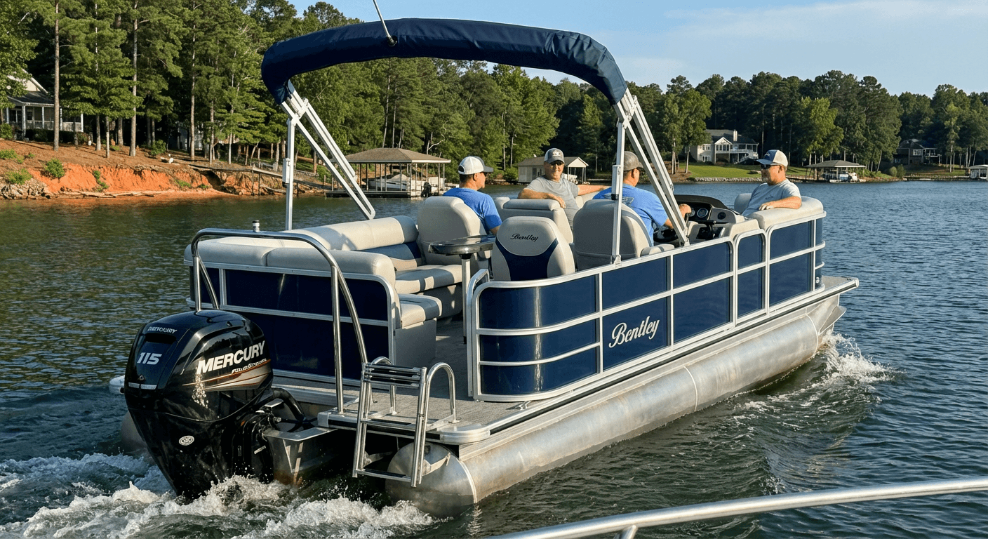 Family cruising on Lake Murray in the Bentley pontoon